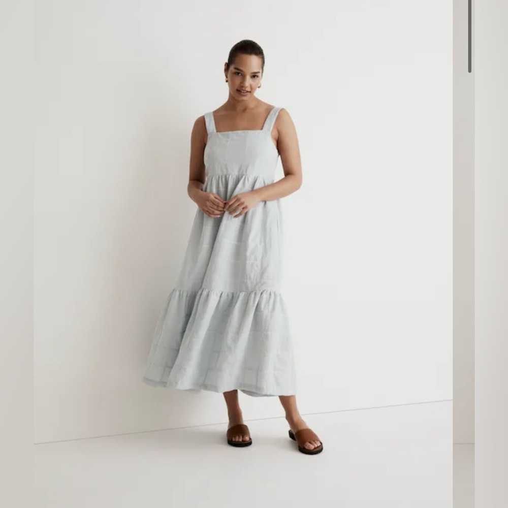 Madewell Cicely Tiered Midi Dress in Patchwork, Size 12